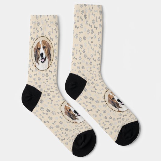 Nederlandse Kooikerhondje Malerei - Hunde Kunst Socken (Rechts)