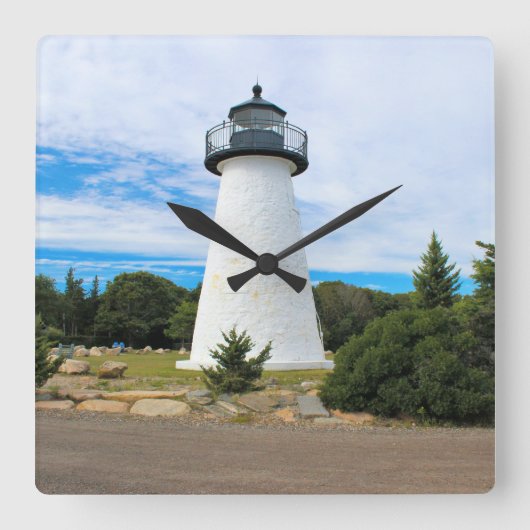 Ned's Point Lighthouse, Massachusetts Wall Clock Quadratische Wanduhr (Vorderseite)