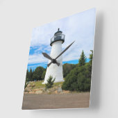 Ned's Point Lighthouse, Massachusetts Wall Clock Quadratische Wanduhr (Winkel)