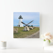 Ned's Point Lighthouse, Massachusetts Wall Clock Quadratische Wanduhr (Zuhause)