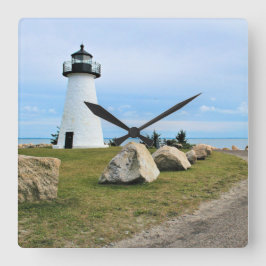 Ned's Point Lighthouse, Massachusetts Wall Clock Quadratische Wanduhr