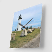 Ned's Point Lighthouse, Massachusetts Wall Clock Quadratische Wanduhr (Winkel)