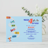 Need 4 Speed Motor Car Racing Boys Vierten Geburts Einladung (Stehend Vorderseite)
