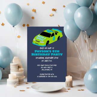 Need 4 Speed Race Car Boys 4. Geburtstag Party Einladung
