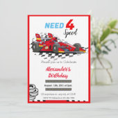 Need 4 Speed Red Race Car Einladung (Stehend Vorderseite)