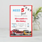 Need 5 Speed Red Race Car Einladung (Stehend Vorderseite)