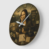 Need Coffee Funny Mona Lisa Coffee Lover Gift Große Wanduhr (Winkel)