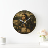 Need Coffee Funny Mona Lisa Coffee Lover Gift Große Wanduhr (Zuhause)