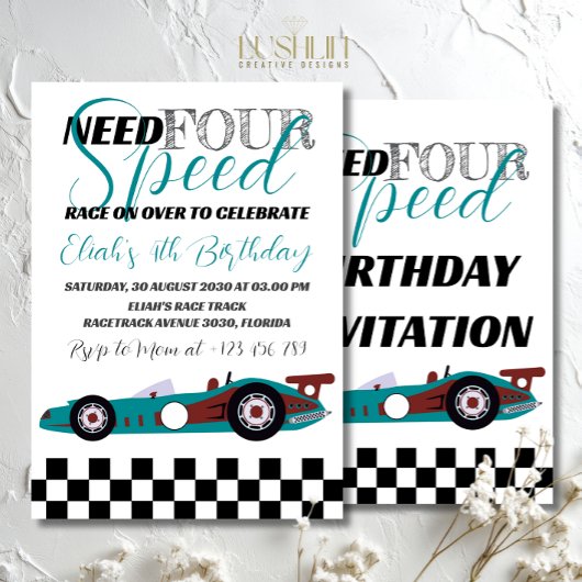 Need for Speed Birthday Race Car Party Einladung