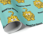 Need for Speed, Funny Cheetah Cartoon Cat Design Geschenkpapier (Rolleneckpunkt)