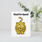 Need for Speed, Funny Cheetah Cartoon Cat Design Postkarte (Stehend Vorderseite)