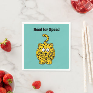 Need for Speed, Funny Cheetah Cartoon Cat Design Serviette