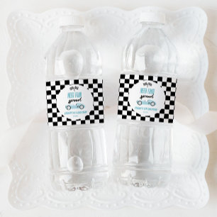 Need Four Speed Blue Race Car 4. Geburtstag Party Wasserflaschenetikett