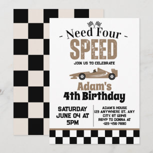 Need Four Speed Boy 4. Geburtstags-Party Einladung