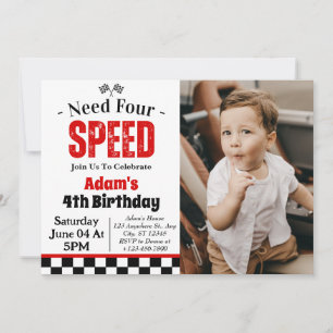 Need Four Speed Boy 4. Geburtstags-Party Einladung