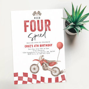 Need Four Speed Dirt Bike 4. Geburtstag Einladung