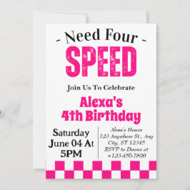 Need Four Speed Girl 4. Geburtstags-Party Einladung