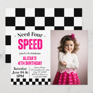 Need Four Speed Girl 4. Geburtstagsfeier Foto  Einladung