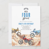 Need Four Speed Monster Truck Boy 4th Birthday Einladung (Vorderseite)