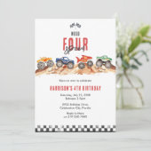 Need Four Speed Monster Truck Boy 4th Birthday Einladung (Stehend Vorderseite)