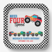 Need Four Speed Monster Truck Geburtstag Pappteller (Vorderseite)
