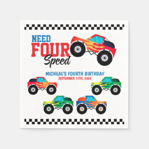 Need Four Speed Monster Truck Paper Napkin Serviette