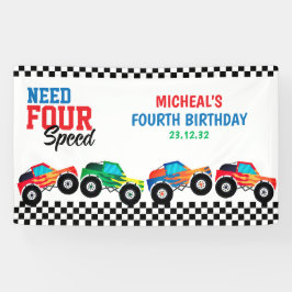 Need Four Speed Monster Truck Race 4. Geburtstag Banner