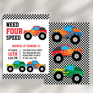 Need Four Speed Monster Truck Race Car 4. Einladung