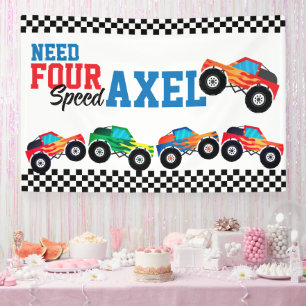 Need Four Speed Monster Truck Rennen 4. Geburtstag Banner