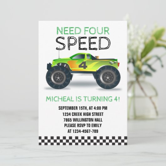 Need Four Speed Monster Truck Vierter Einladung (Stehend Vorderseite)