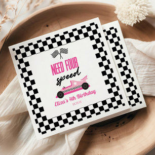 Need Four Speed Pink Race Car 4. Geburtstag Party Serviette