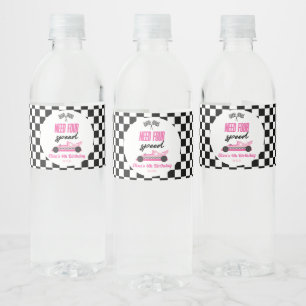 Need Four Speed Pink Race Car 4. Geburtstag Party Wasserflaschenetikett