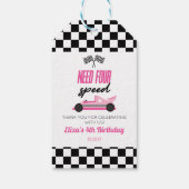 Need Four Speed Pink Race Car 4th Birthday Party Geschenkanhänger (Rückseite)