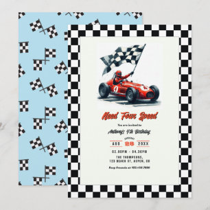 Need Four Speed Race Car 4. Geburtstag Party Einladung