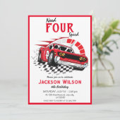 Need Four Speed Race Car Einladung (Stehend Vorderseite)