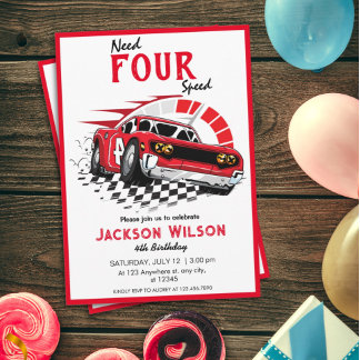 Need Four Speed Race Car Einladung
