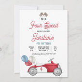 Need Four Speed Red Race Car 4th Birthday Party Einladung (Vorderseite)