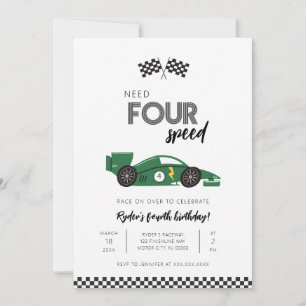 Need Four Speed Rennwagen-Geburtstagseinladung Einladung