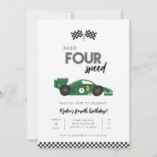 Need Four Speed Rennwagen-Geburtstagseinladung Einladung