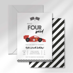 Need Four Speed Rennwagen-Geburtstagseinladung Einladung