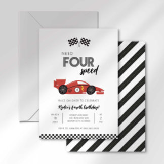 Need Four Speed Rennwagen-Geburtstagseinladung Einladung