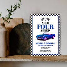 Need Four Speed Sports Car Blue Vierte Geburtstag