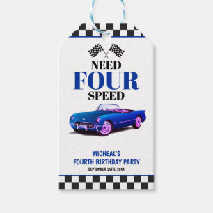 Need Four Speed Sports Car Blue Vierte Geburtstag Geschenkanhänger