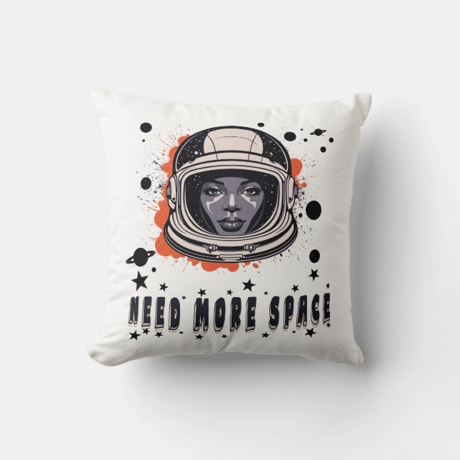 Need More Space – Astronaut Throw Pillow Kissen (Vorderseite)