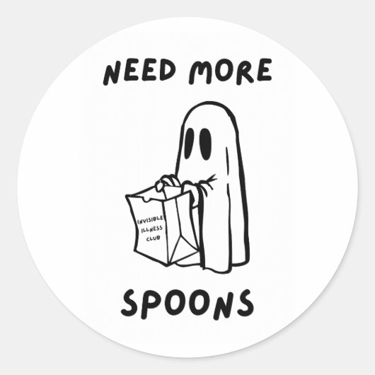 'Need More Spoons' Funny Chronic Illness Sticker (Vorderseite)