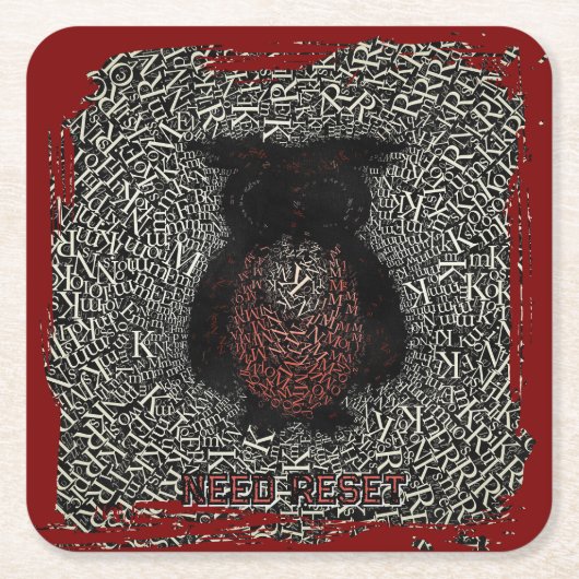 Need reset funny rechteckiger pappuntersetzer (Vorderseite)