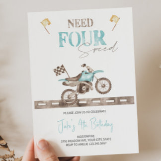 Need VIUR Speed Dirt Bike Geburtstagseinladung Einladung