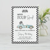 Need VIUR Speed Geburtstag Einladung, 4. Geburtsta Einladung (Stehend Vorderseite)