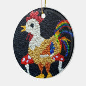 Needle Punch Rooster Design Keramik Ornament (Links)