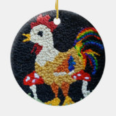 Needle Punch Rooster Design Keramik Ornament (Hinten)
